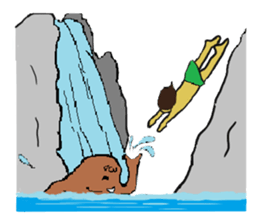 Childhood friends, mammoth and caveboy. sticker #3194195