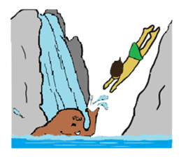 Childhood friends, mammoth and caveboy. sticker #3194195