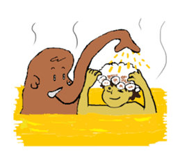 Childhood friends, mammoth and caveboy. sticker #3194196