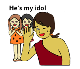 Childhood friends, mammoth and caveboy. sticker #3194199