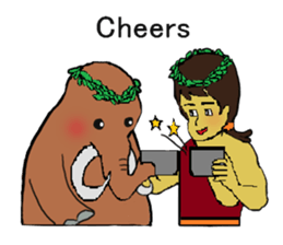Childhood friends, mammoth and caveboy. sticker #3194200