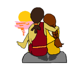 Childhood friends, mammoth and caveboy. sticker #3194206