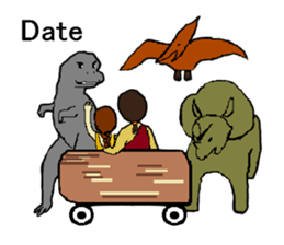 Childhood friends, mammoth and caveboy. sticker #3194207