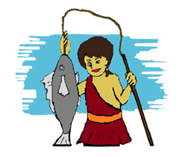 Childhood friends, mammoth and caveboy. sticker #3194208