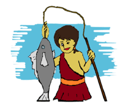 Childhood friends, mammoth and caveboy. sticker #3194208