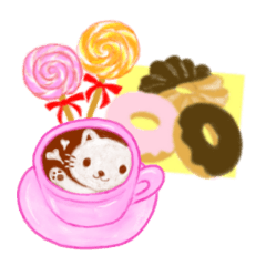 Latte art and sweets