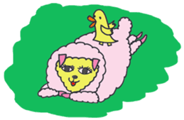Ms.Pink Sheep and Piyoko the chick ! sticker #3196944