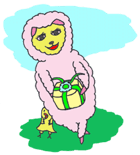 Ms.Pink Sheep and Piyoko the chick ! sticker #3196948