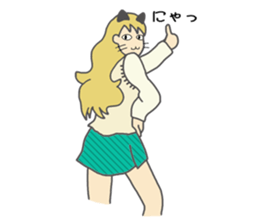 High school girl of the cat ear sticker #3216099