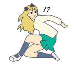 High school girl of the cat ear sticker #3216103