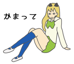 High school girl of the cat ear sticker #3216105