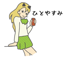 High school girl of the cat ear sticker #3216107