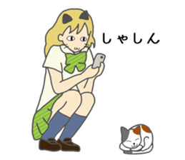 High school girl of the cat ear sticker #3216115