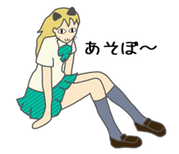 High school girl of the cat ear sticker #3216117