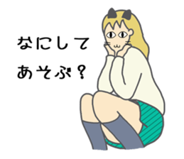 High school girl of the cat ear sticker #3216125