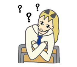 High school girl of the cat ear sticker #3216128