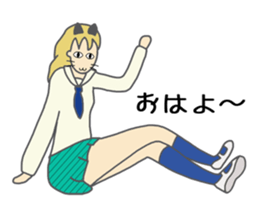 High school girl of the cat ear sticker #3216130