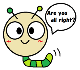 Big green caterpillar of the face sticker #3219548