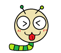 Big green caterpillar of the face sticker #3219549