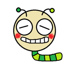 Big green caterpillar of the face sticker #3219551