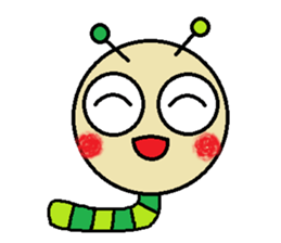 Big green caterpillar of the face sticker #3219552