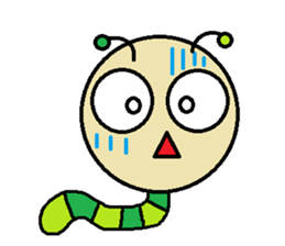 Big green caterpillar of the face sticker #3219554