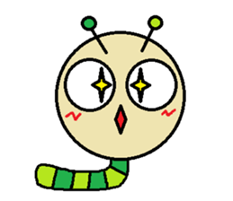 Big green caterpillar of the face sticker #3219556