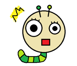 Big green caterpillar of the face sticker #3219559