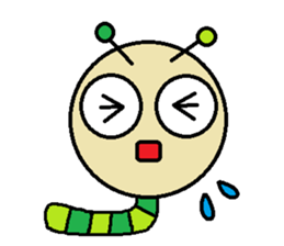 Big green caterpillar of the face sticker #3219562