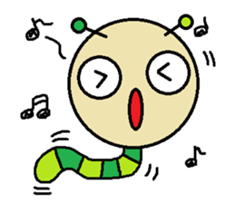 Big green caterpillar of the face sticker #3219565