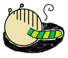 Big green caterpillar of the face sticker #3219578