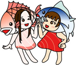 [2nd dish] Swim! Tai-musume (Sea Bream) sticker #3235431