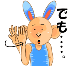 sign language and blue rabbit man 2 sticker #3242300