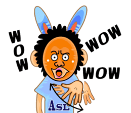 sign language and blue rabbit man 2 sticker #3242303