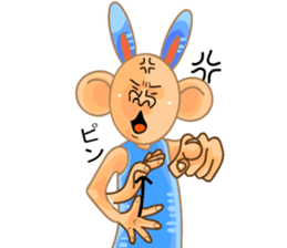 sign language and blue rabbit man 2 sticker #3242305