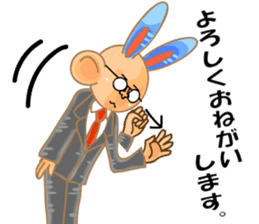 sign language and blue rabbit man 2 sticker #3242314