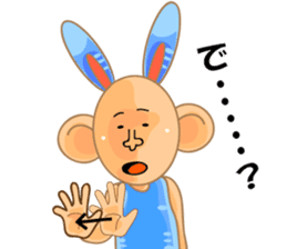 sign language and blue rabbit man 2 sticker #3242318