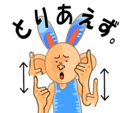 sign language and blue rabbit man 2 sticker #3242324