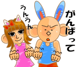 sign language and blue rabbit man 2 sticker #3242326