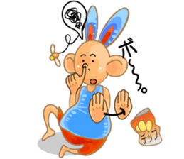 sign language and blue rabbit man 2 sticker #3242332