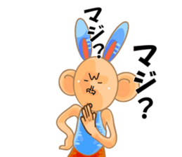 sign language and blue rabbit man 2 sticker #3242336