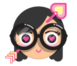Cute girl with black glasses sticker #3260099