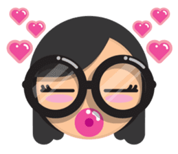 Cute girl with black glasses sticker #3260100