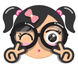 Cute girl with black glasses sticker #3260105
