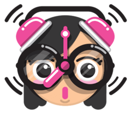 Cute girl with black glasses sticker #3260117