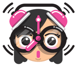 Cute girl with black glasses sticker #3260117