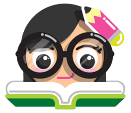 Cute girl with black glasses sticker #3260118