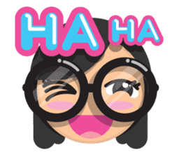 Cute girl with black glasses sticker #3260119