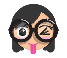 Cute girl with black glasses sticker #3260121
