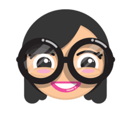 Cute girl with black glasses sticker #3260124
